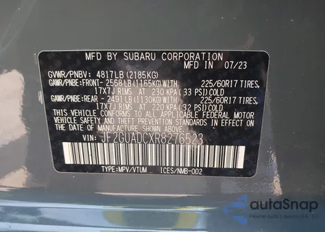 2024 Subaru Crosstrek Premium из США, поврежденный, VIN JF2GUADCXR8276523